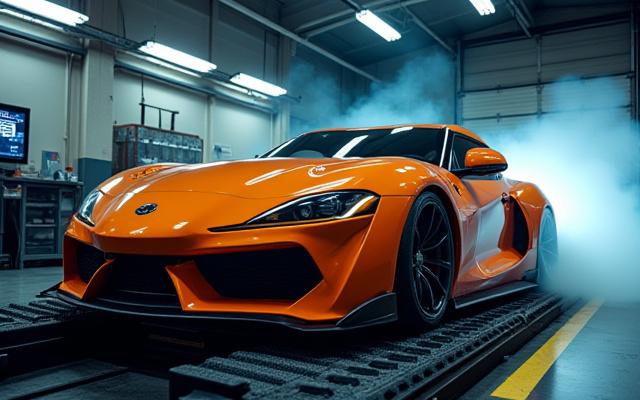 ダイノテスト中の高性能車